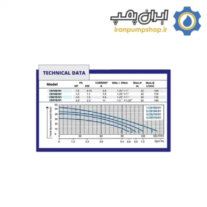 پمپ 2 پروانه 3 اسب الكتروژن مدل CB310